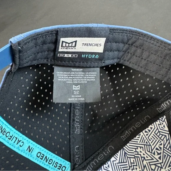 Melin Hydro Trenches Icon Snapback Hat Steel Blue Classic 7 ⅜” - 7 ⅝” - Picture 10 of 10